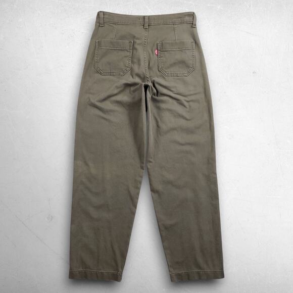 Levis Utility Chino Pants Women 25 Green Patch Pockets Stretch Slim Straight - Picture 2 of 12